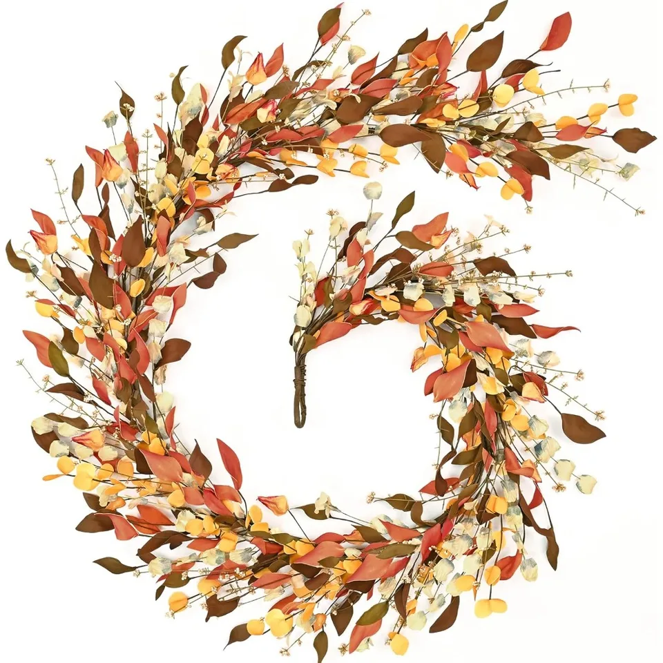 Lighted Autumn Eucalyptus Garland with Warm Lights