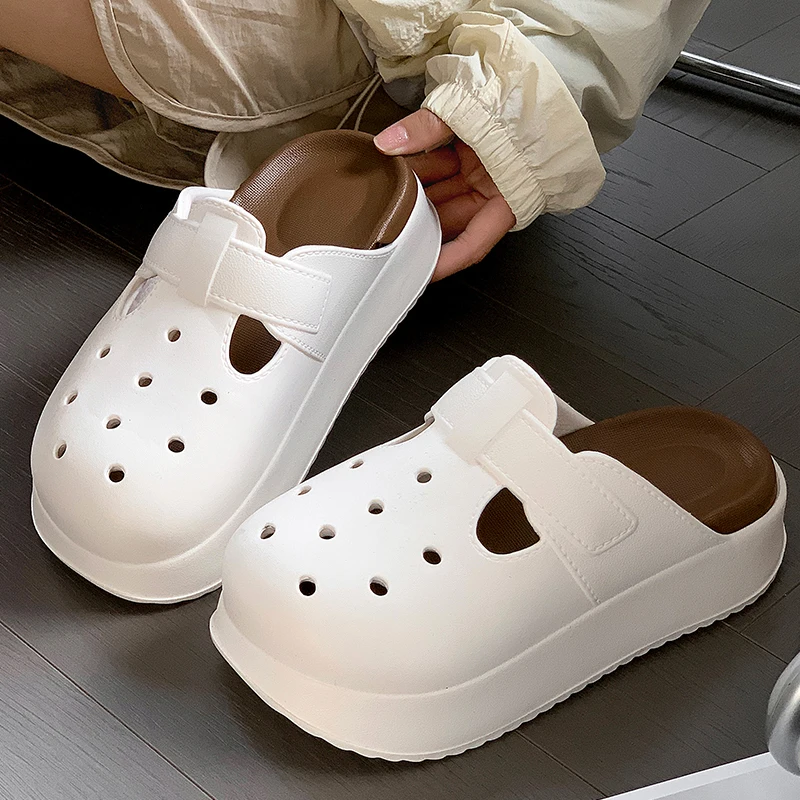 Summer Hollow Out Chunky Platform Sandals Women Outdoor Thick Bottom Eva Slippers Woman Comfortable Non Slip Clogs Garden Shoes