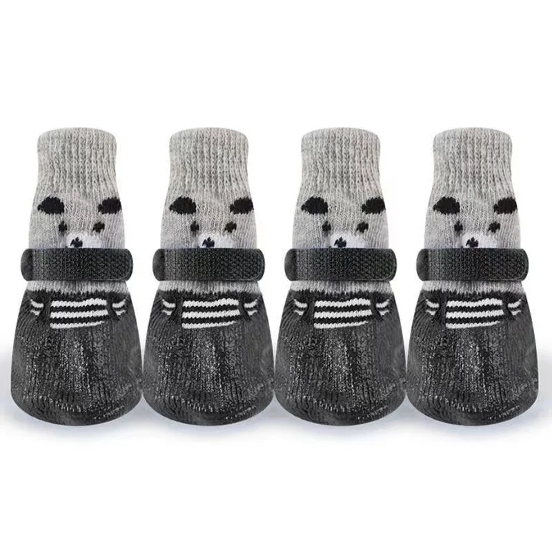 4pcs Puppy Dog Teddy Socks Waterproof Cat Shoes Anti-Scratch Foot Cover Anti-Dirty Pet Socks Small Cat Dogs Knit Warmpet Socks images - 6