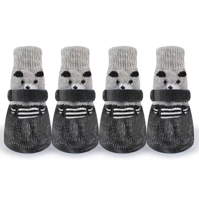 4pcs Puppy Dog Teddy Socks Waterproof Cat Shoes Anti-Scratch Foot Cover Anti-Dirty Pet Socks Small Cat Dogs Knit Warmpet Socks 6