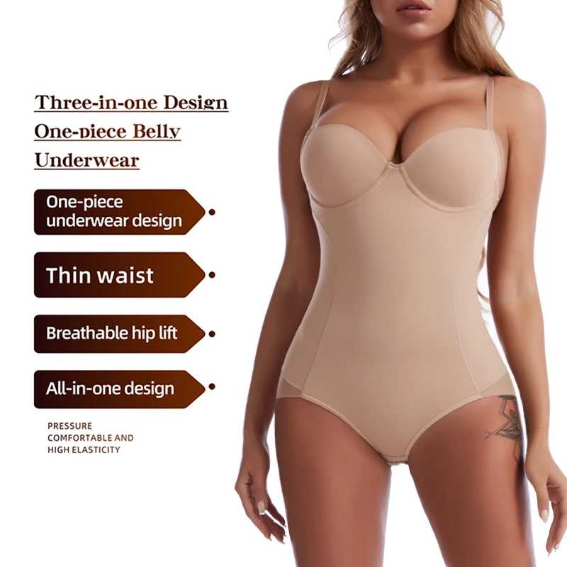 Damen Ofschlankungsbody Eendeel Shapewear Tops Bauchkontroll Hënnerlifter Kierperformer Camisol Ënnerwäsch mat agebautem_voghion.com
