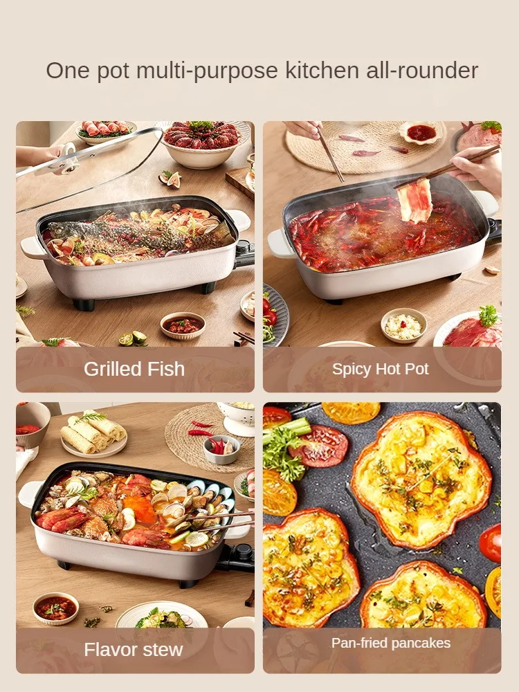 220V 8L Electric Hot Pot with Multi-functions Baking and Cooking for Household Large Capacity Electric Cooker 2