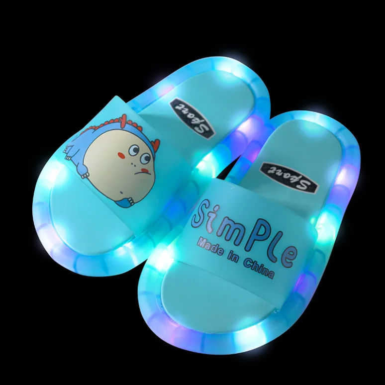 2022 Footwear Luminous Jelly Summer Children's LED Slipper Girls Slippers PVC Non-slip  Beach Sandals Kids Home Bathroom Blue kids slippers children home shoes baby shoes for boys girls indoor bedroom warm winter cotton slipper animal cartoon dog pattern