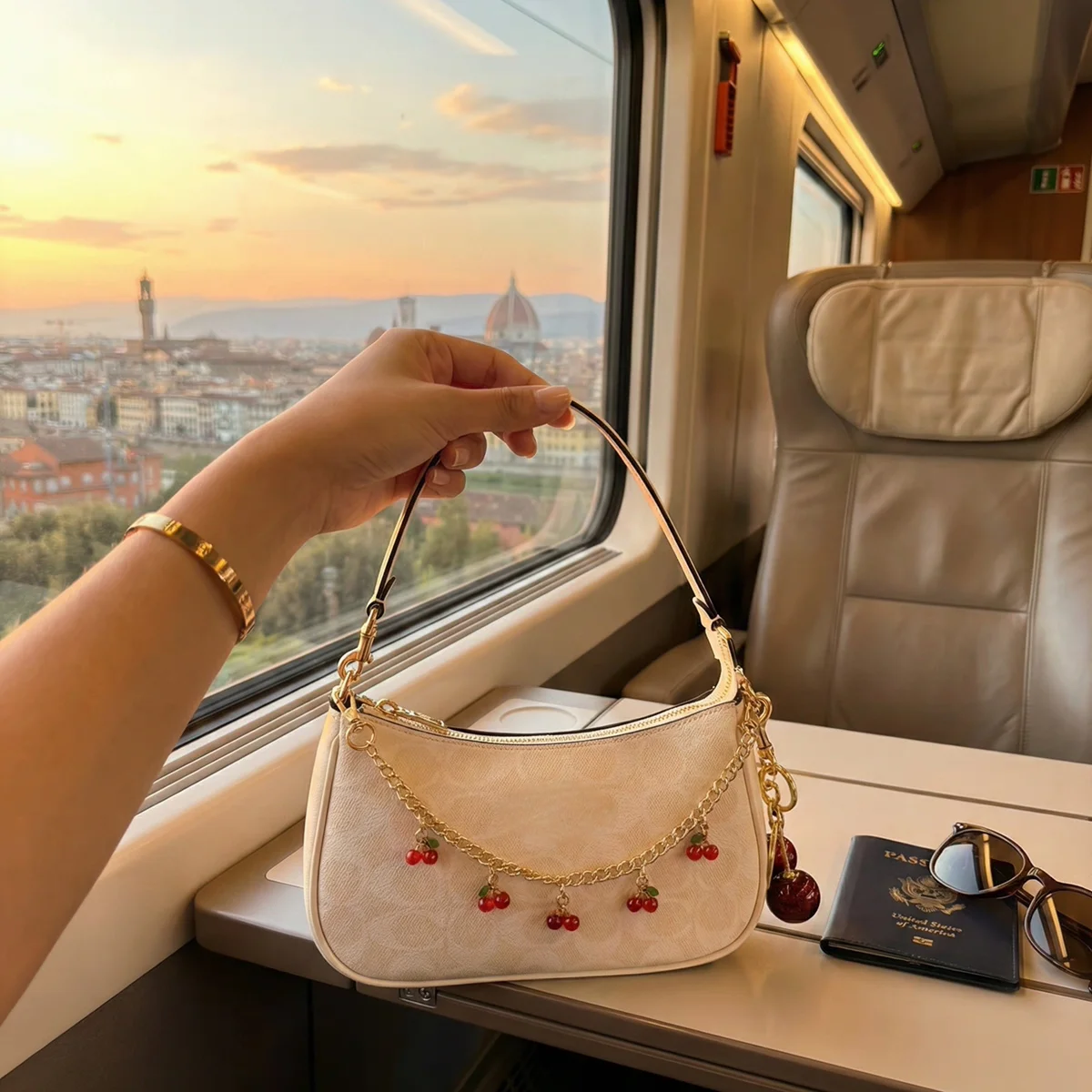 Elegant Red Cherry Chain Jewelry Bag with Glass Stone Charm for Fashionable Storage and Display Accessories