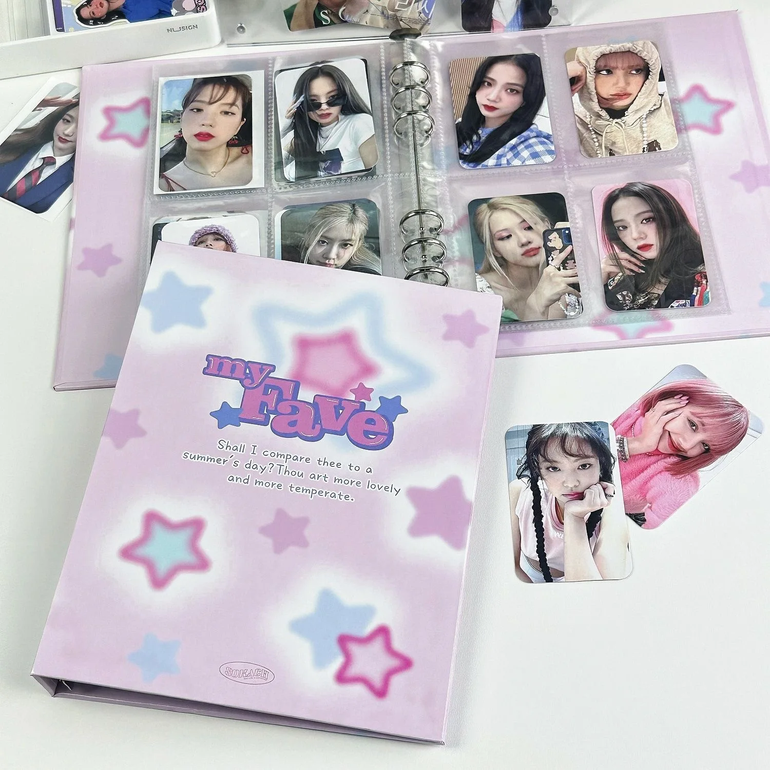 Kawaii Star A5 Binder Photocard Holder Kpop Idol Photo Album Photocards Collect Book Album for Photographs Cute Stationery