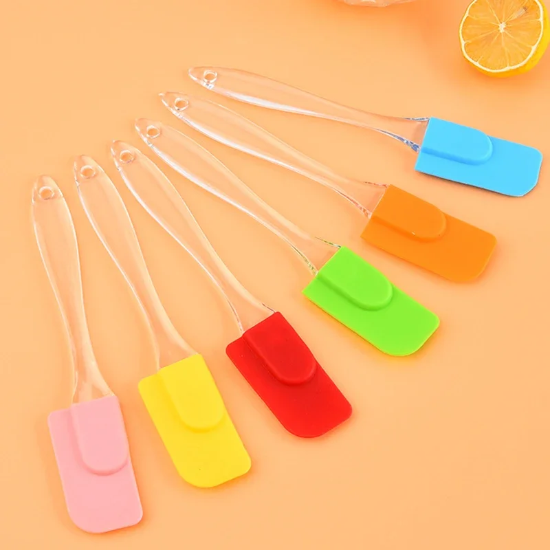 19cm Silicone Scraper Cake Cream Spatula with Transparent Handle Non-Stick Butter Spatula Heat-Resistant Kitchen Baking Tools