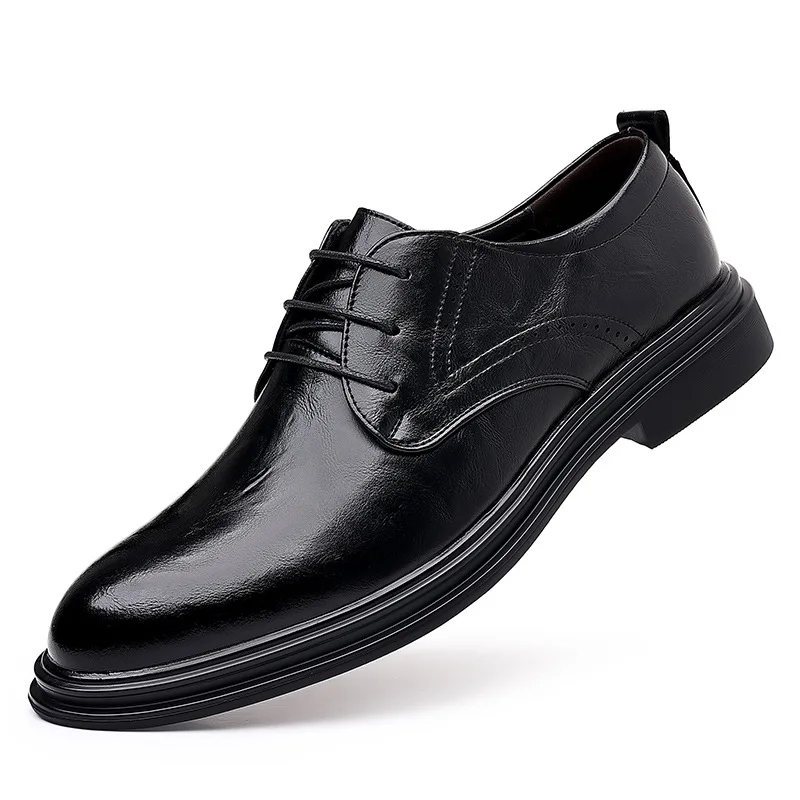 

Cow Leather Men Dress Leather Shoes Spring Autumn Lace-up Commuter Shoe Male Designer British Suit Groom Wedding Men's Shoes