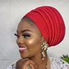 Auto Gele African Headtie Bonnet Hat Turban for Women Pleated Muslim Headwrap Nigerian Scarf Hijab Aso Oke Femme Chemo Cap Cover