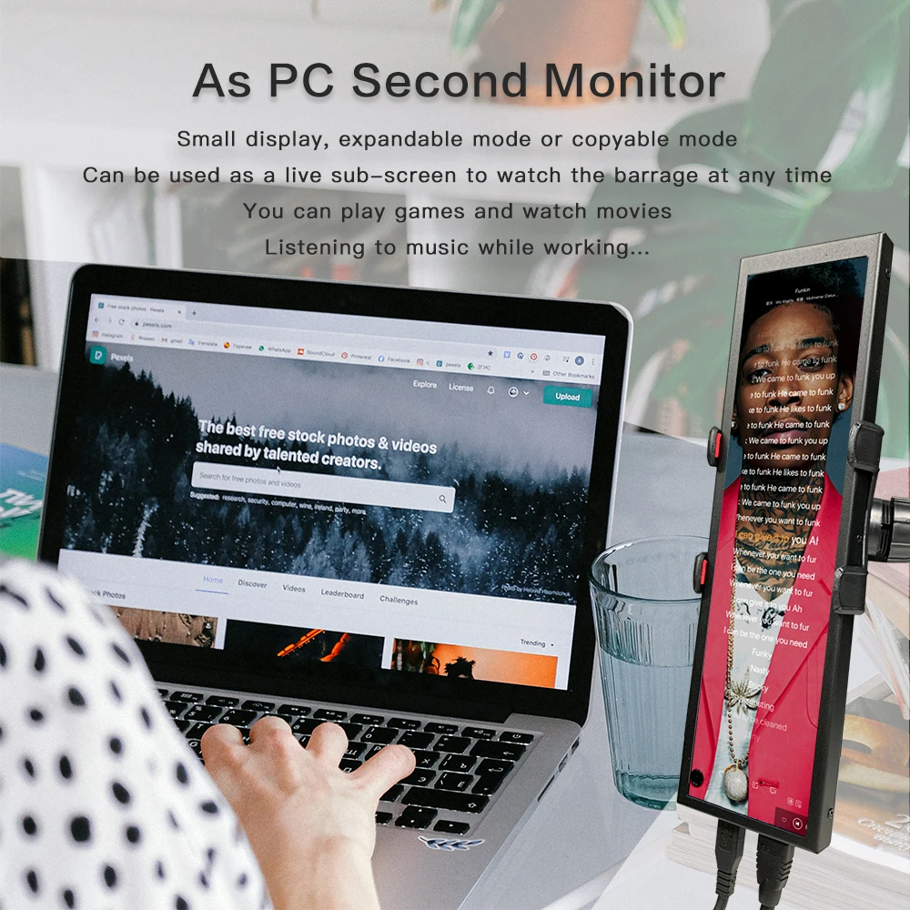 LESOWN  LCD ̵ ũ, USB C Ÿ, 8.8 ġ IPS  Ʈ ġ ũ, 1920x480 HDMI , CPU, GPU µ ͸