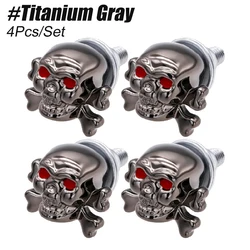 Gothic Skull Decor License Plate Screws - Set of 4 (Titanium - Gray)