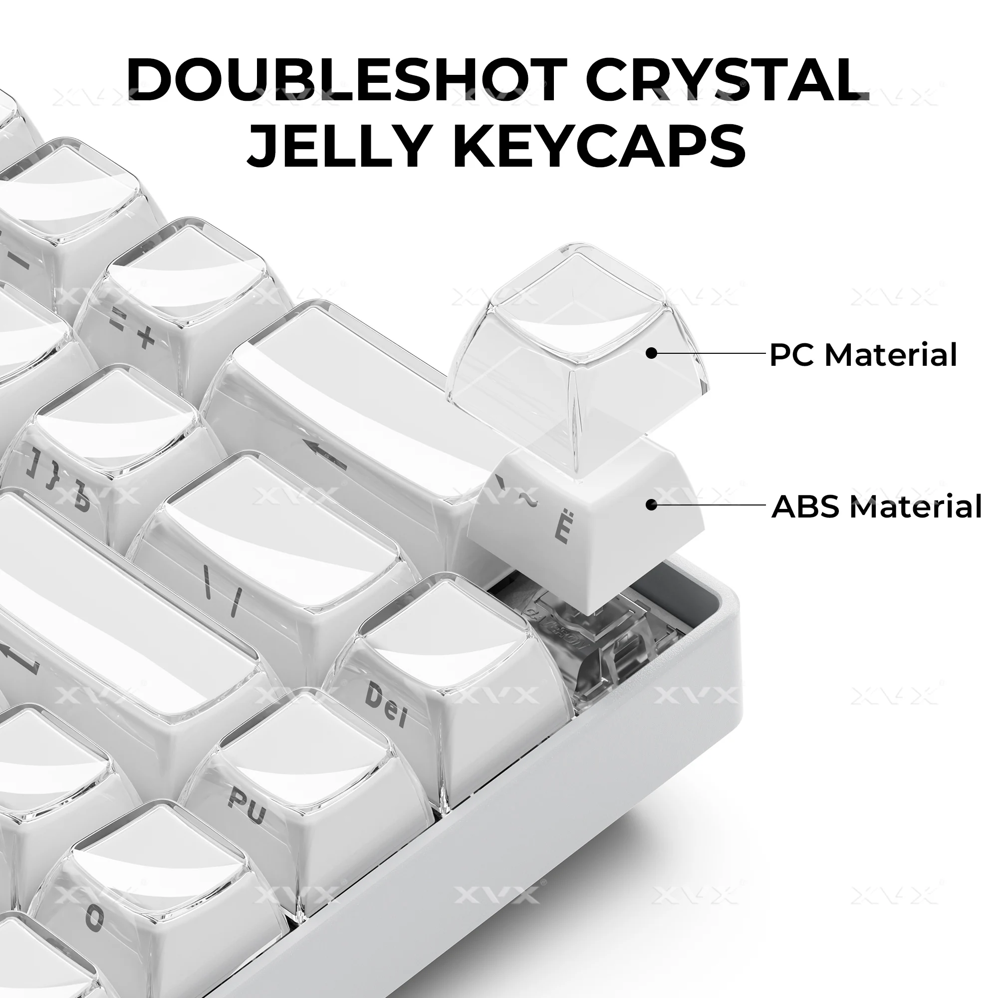XVX Jelly Crystal Keycaps Side Print Pink/Blue 113keys Double