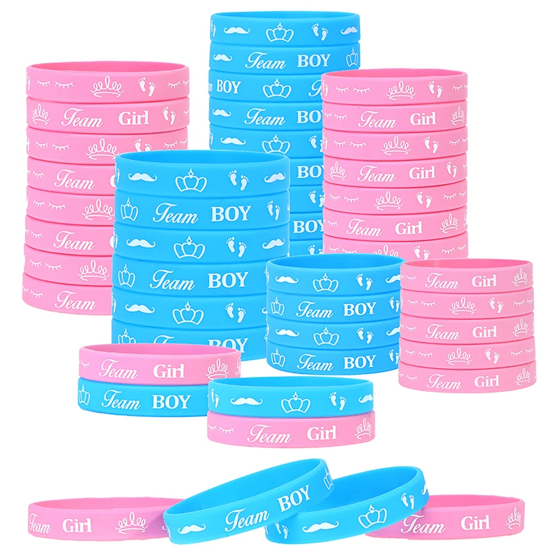 36 Pezzi Ragazzo O Ragazza Gender Reveal Party Team Bride Bracciale Braccialetti Per Team Wendy Welcome Baby Shower Decoration Blue Pink