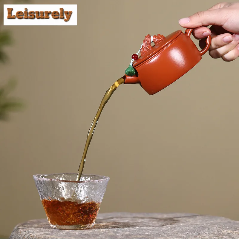 160ml Handmade Yixing Purple Clay Teapot Handmade Gun Nozzle Pot Raw Ore Zhu Mud Kettle With Strainer Chinese Zisha Teaset Gift