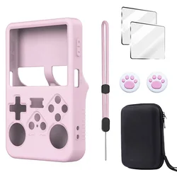 Silicone Protective Case with 360° Drop Protection for Handheld Game Console (Pink Set)