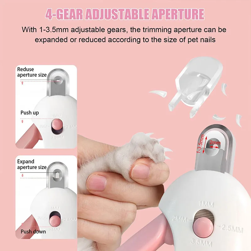 Máquina de tosa para cães e gatos com orifício ajustável e lixa de unha para evitar cortes excessivos. Ferramenta profissional para cuidados com a pelagem._voghion.com