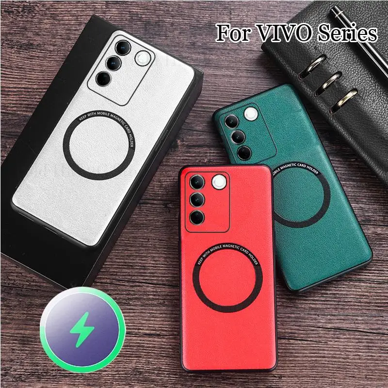 

Funda For vivo iQOO Z7 For Magsafe Magnet Leather Phone Case For Vivo X90 Pro Magnetic Magsafing Cover For VIVO V27 S16 Pro Capa