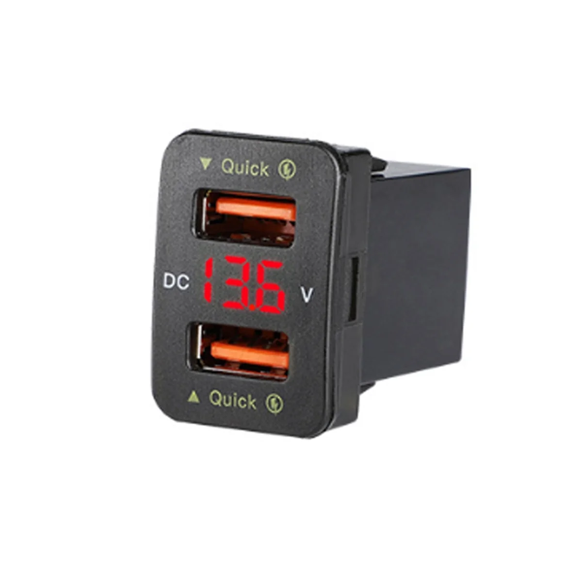 

QC3.0 автомобильное зарядное устройство с двумя USB-портами, соответствует размеру Красной лампы: 33x23 мм E в