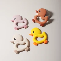 2024 New arrival Baby Teether cartoon duck Shape Silicone Teether Pacifier Clip Baby Toy Teething Accessories