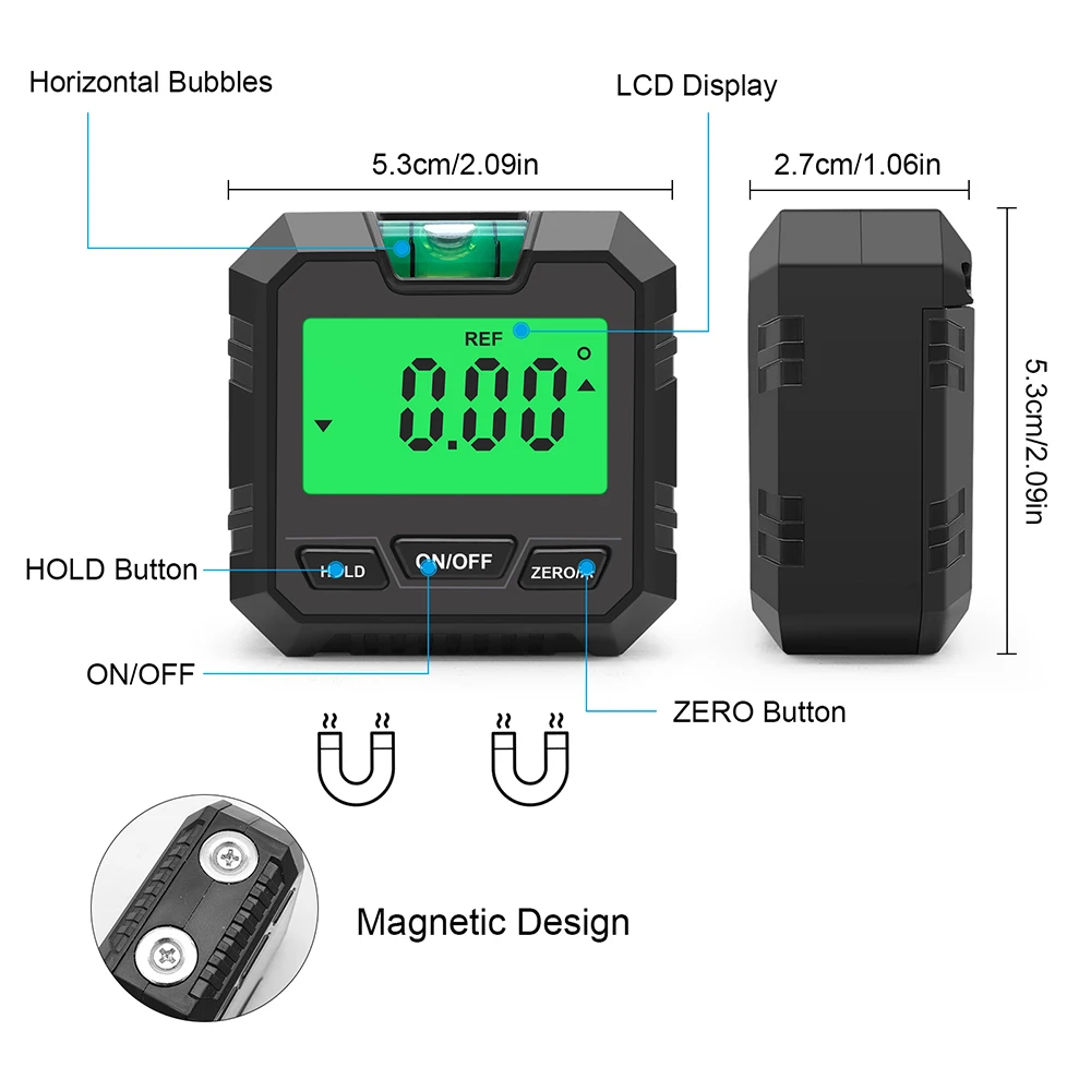 Digital Angle Protractor Digital Level Angle Finder with Magnetic Base Angle Meter Universal Electronic Protractor Inclinometer Precision for Woodworking