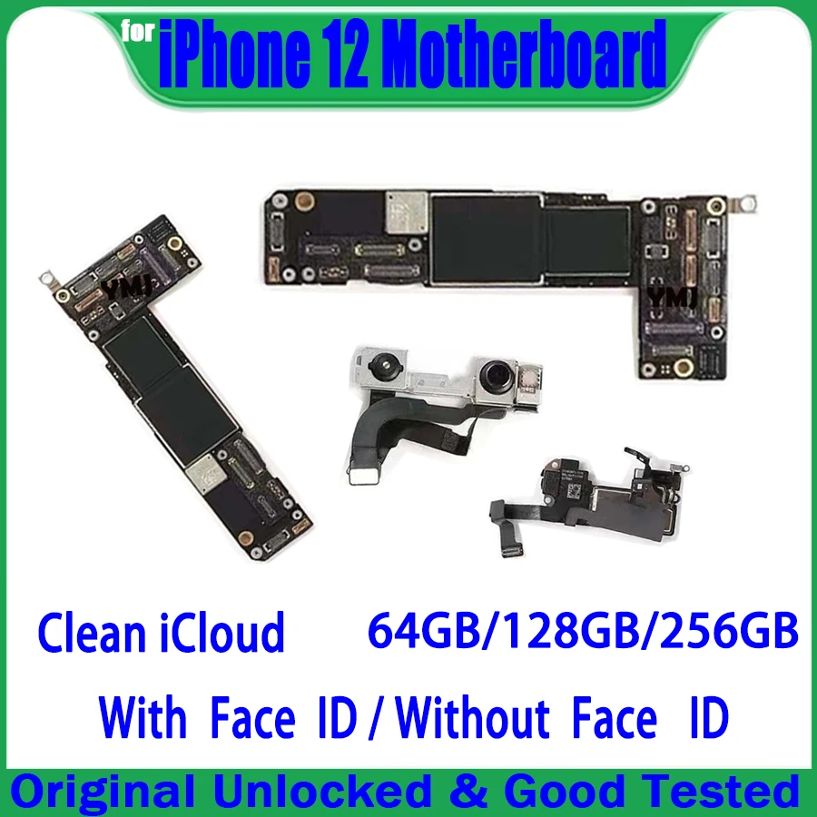 

Original Unlocked Tested Well For iPhone 12 Motherboard Clean iCloud With Full Chip Mainboard With / No Face ID Support Upgrade