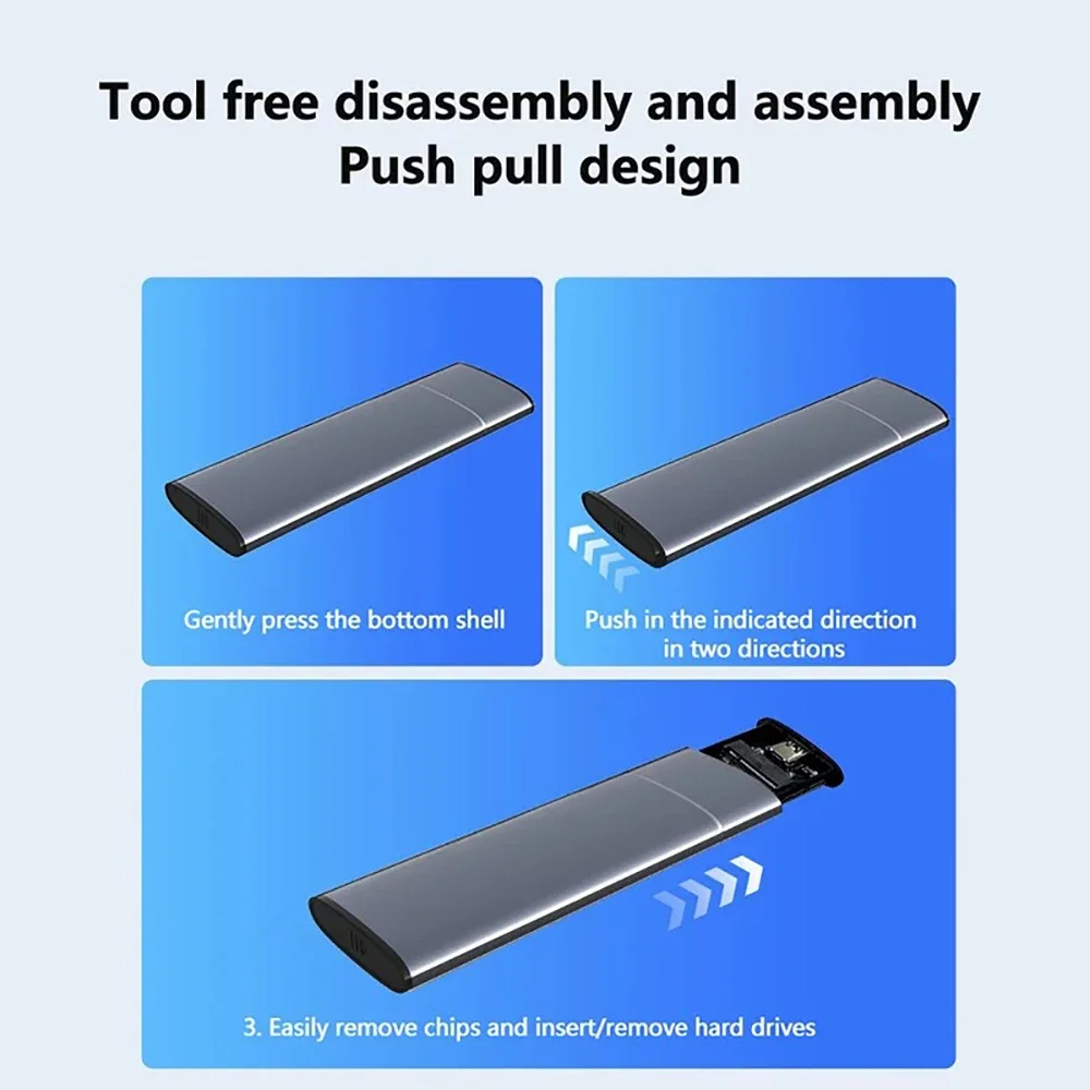 M.2 SATA NVMe SSD 외장 케이스 어댑터 10Gbps NVMe SSD 케이스 USB C 3.1 Gen2 SATA NGFF PCIe 외장 하드 드라이브 박스 노트북 PC용