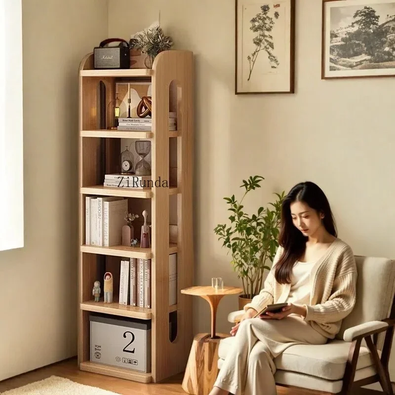 Solid wood bookshelf Floor shelf Against wall Corner locker Simple children's bookcase