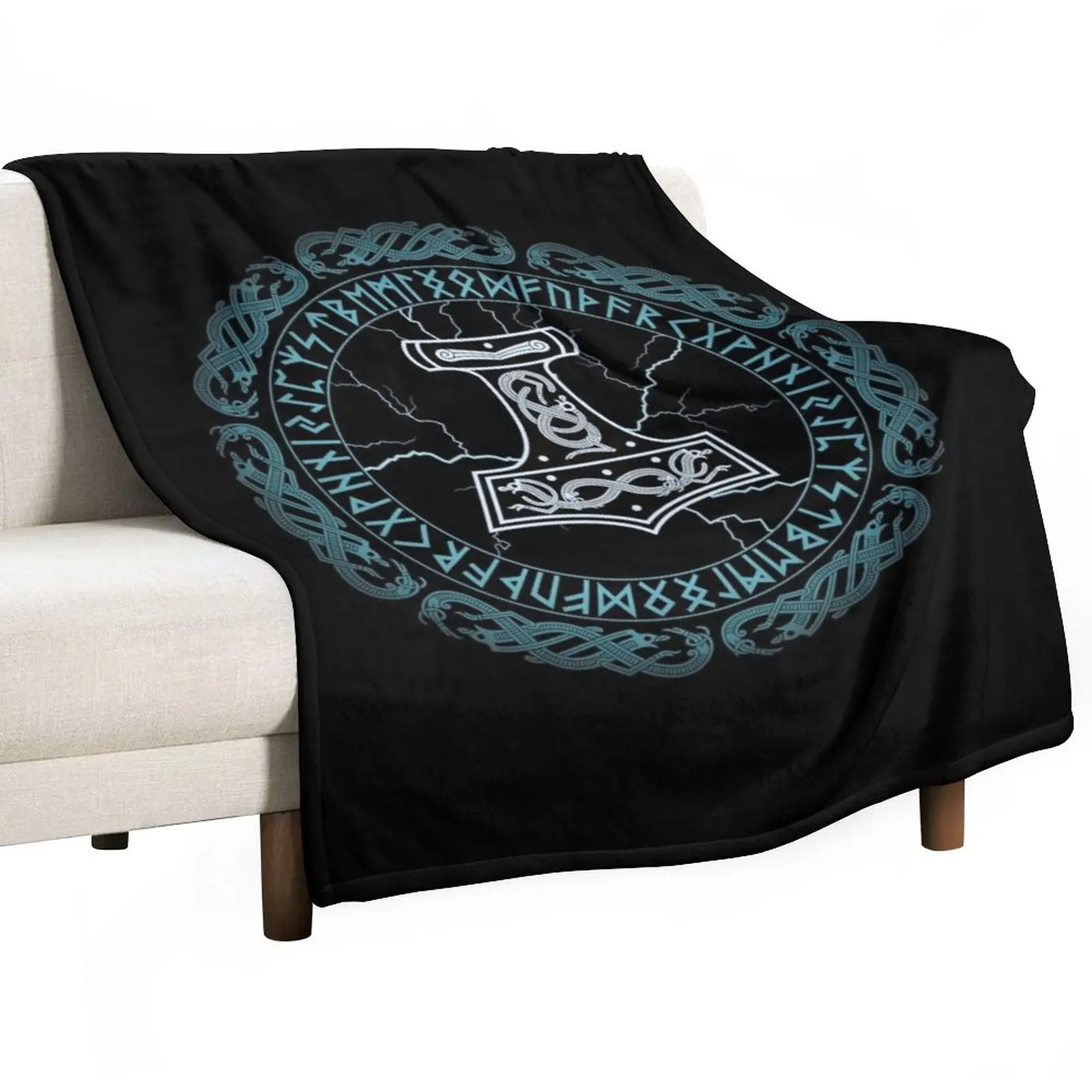 

Mjlnir Hammer of Thor Runes Throw Blanket Decorative Bed Blankets Soft Big Blanket Tourist Blanket Luxury Brand Blanket
