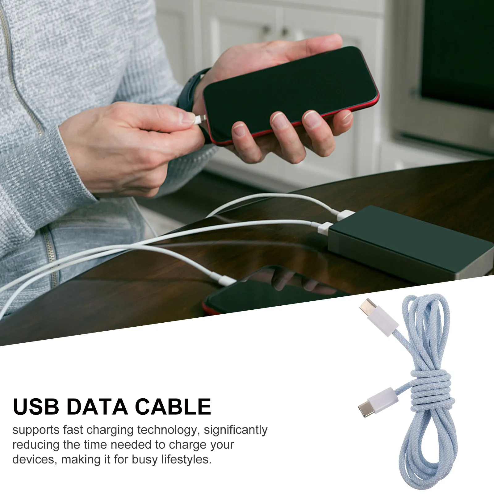 Type-C 브레이드 데이터 케이블 고속 충전 안전하고 안정적인 휴대폰 충전기 고속 USB C 케이블 긴 유연한 충전 도구