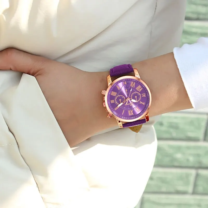 Reloj Mujer Fashion Women Watches Ladies Purple Leather Quartz Wrist Watch for Women Bussiness Casual Watch Relogio Feminino - 6