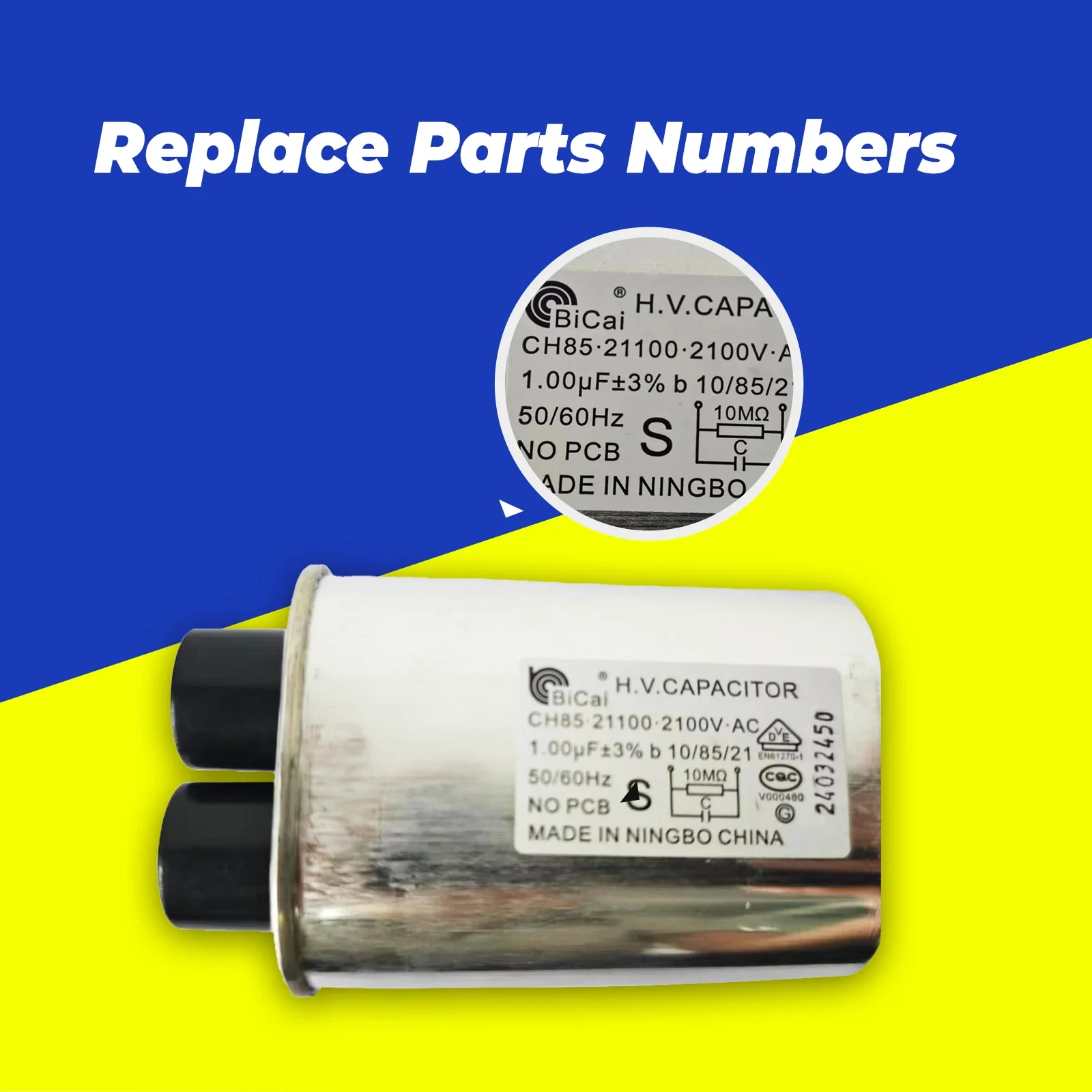 2100V.AC 1.0uF 50/60Hz CH85.21100 High Voltage HV CAPACITOR Microwave Oven Replacement Parts microwave oven spare parts