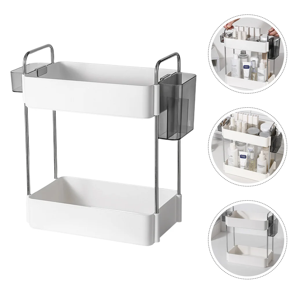 

Double Shelf Storage Countertop Holder Organizer Cosmetics Display Bathroom Toiletry Organizers