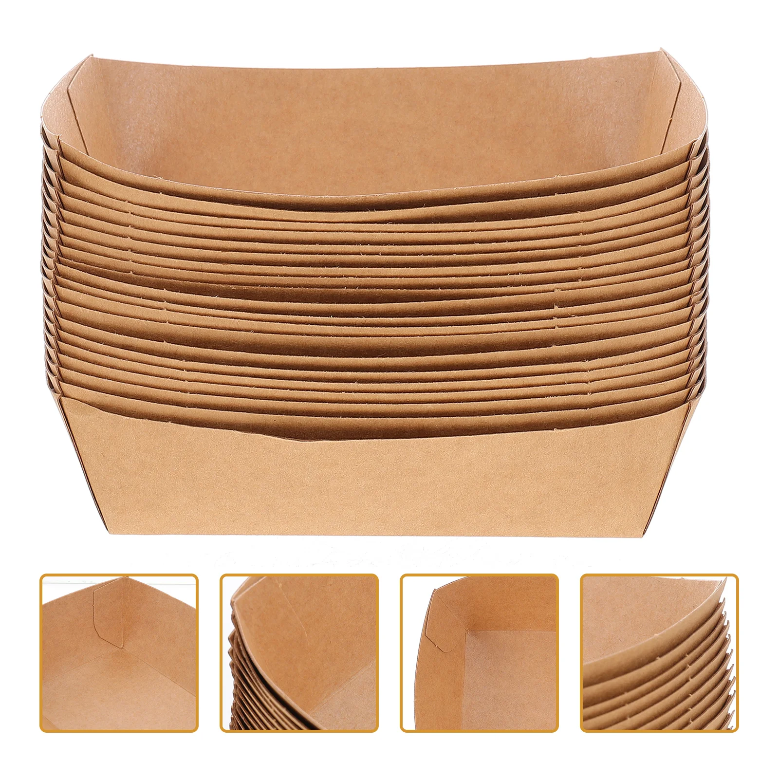 

100 Pcs Paper Food Tray Warming Fried Holder Disposable Snack Stackable Containers Kraft