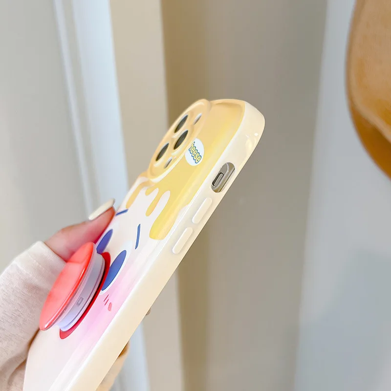 C​artoon ins With Holder Airbag 15 ProMax Phone Case For iPhone 11 Pro 12 Apple 13 Mini 14 Plus 7 8 XR X XS Stander Back Cover