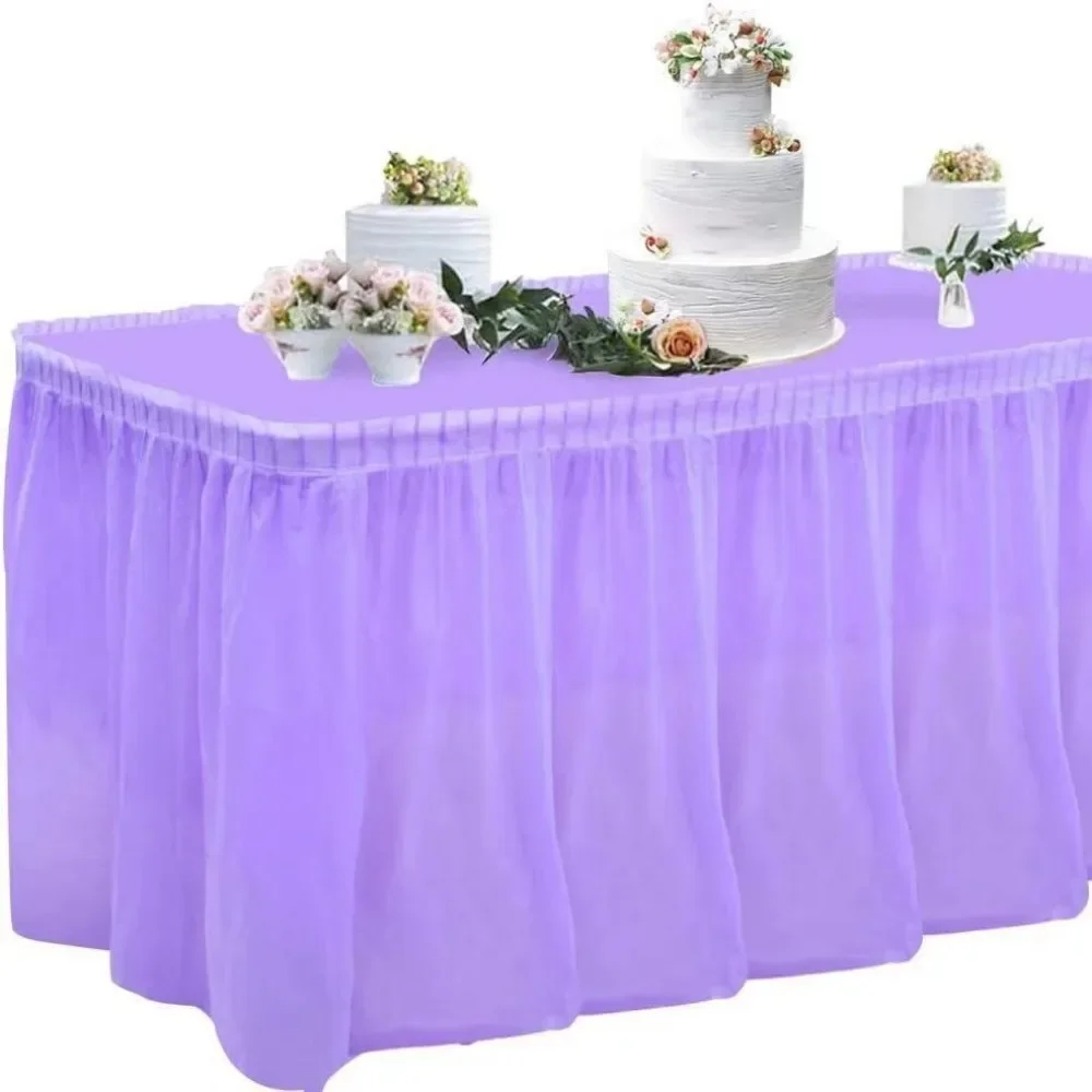 2pcs/set Tablecloth Set Disposable Solid Color Table Cover Table Skirts for Happy Birthday Party Wedding and Festival Decoration