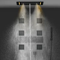 Luxury Remote LED 28*15 Inch Shower Head Set Constant Temperature Valve Mixer Diverter SPA Massage 6 Pcs 4 Inch Lateral Jet 2