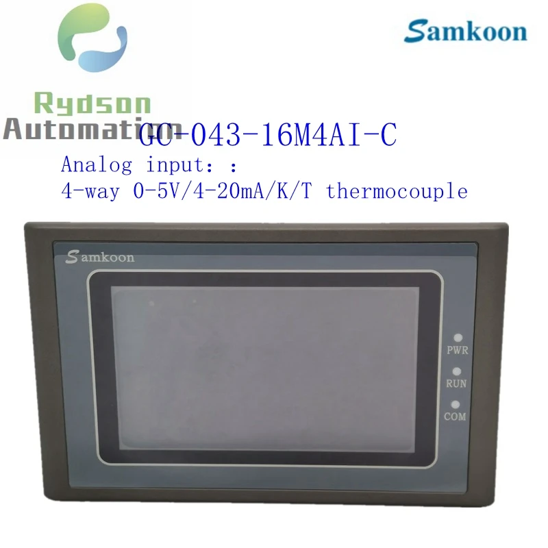 

GC-043-16M2AI-C GC-043-16M4AI-C Samkoon HMI+PLC 4.3inch DC24V Touch Screen Memory 128M Flash 64M DDR CPU Cortex A RM9 200MHZ