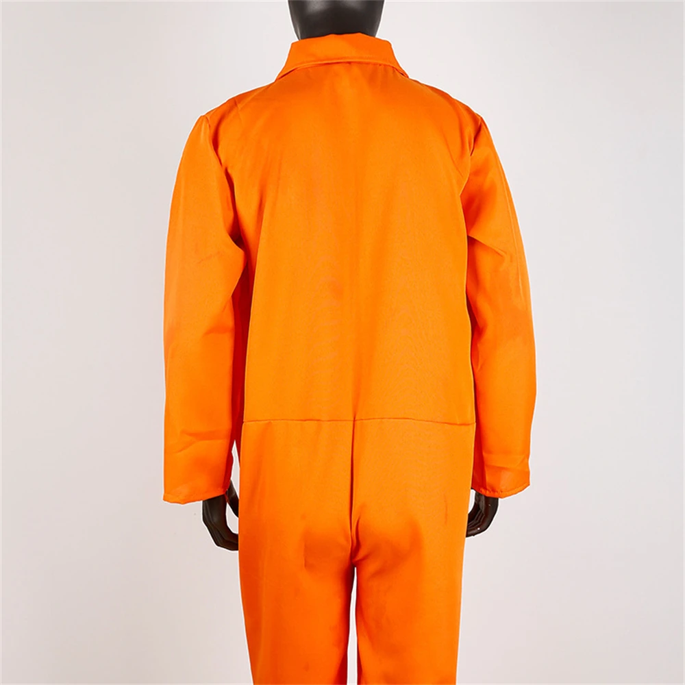 Men Prisoner Prison Jump Suit Halloween Carnival Party Dress Cosplay Orange Inmate Costumes Unisex Prison Criminal Inmate Outfit