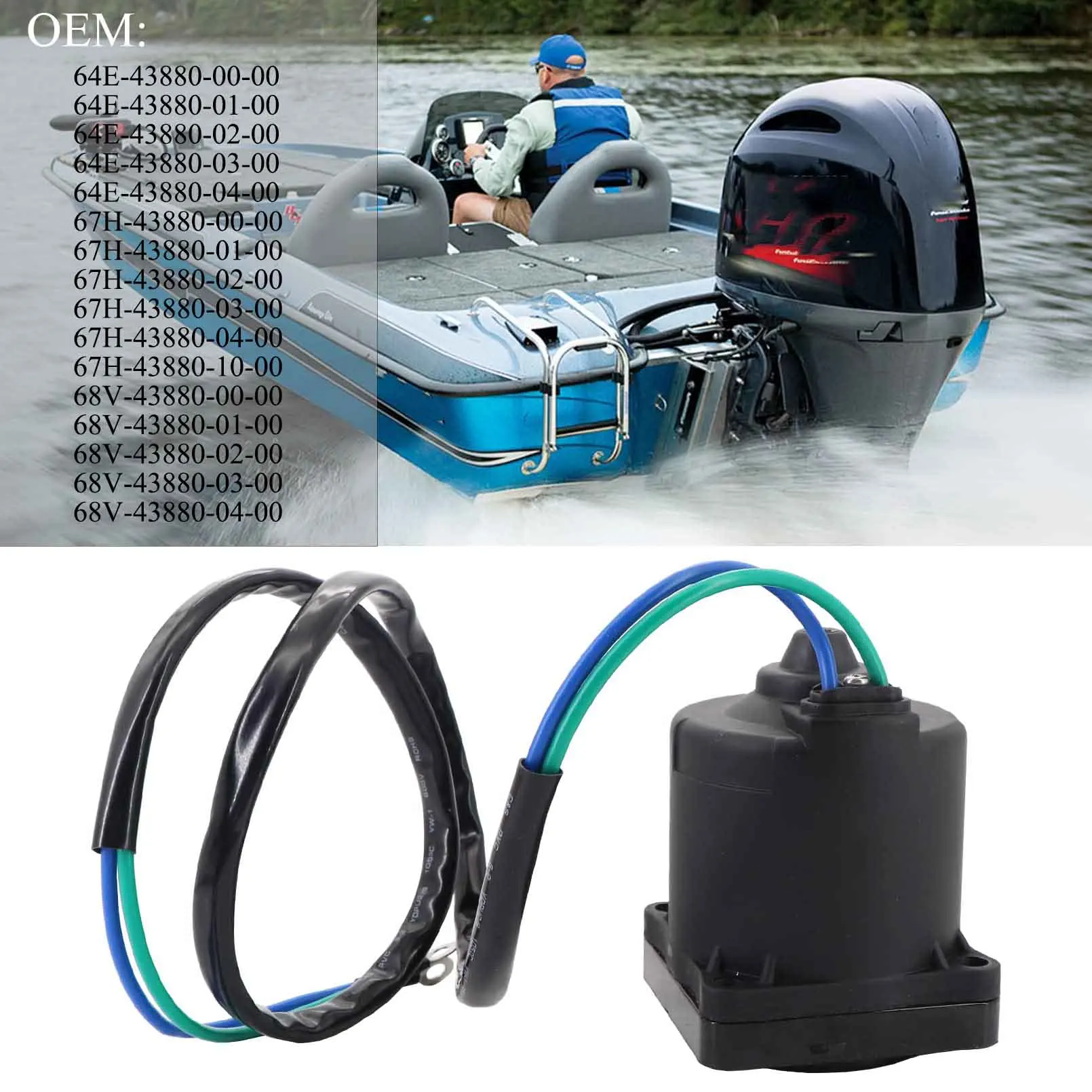 Power Trim Tilt Motor, 4 Bolt For Yamaha 67H 43880 00 00 - Foto 5