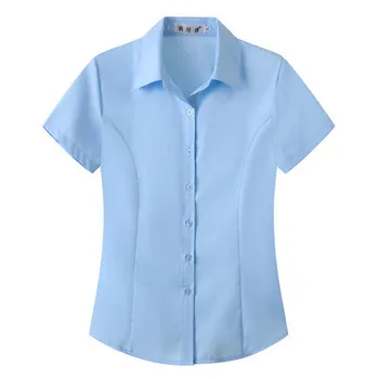 Women's Short-sleeved Slim-fitting White Large Size Business Wear Short-sleeved Women Shirt Women Tops Blouse Women 1