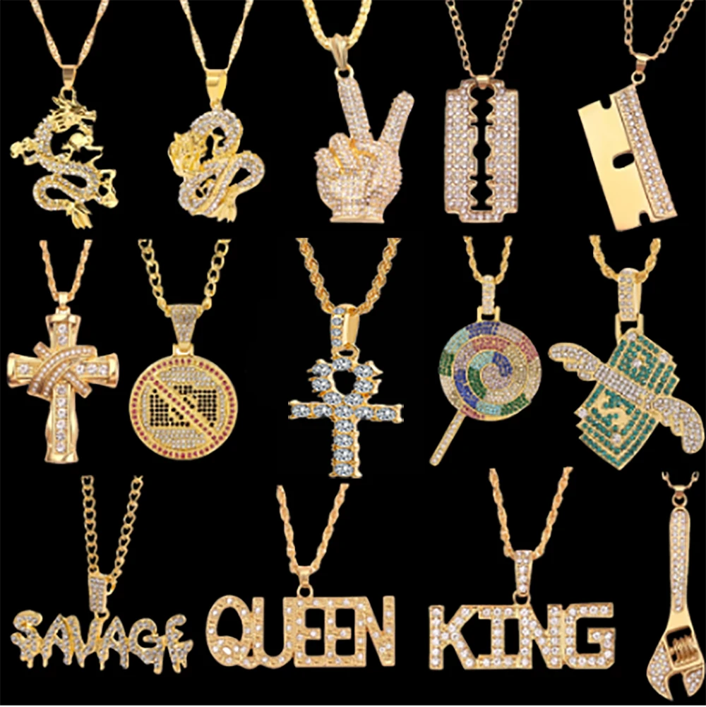 Hip Hop Chain Necklace Rock Iced Out Bling Pendant Gold Silver Color Chains  Necklaces Jewelry For Women Men Rapper Accessories - Necklace - AliExpress