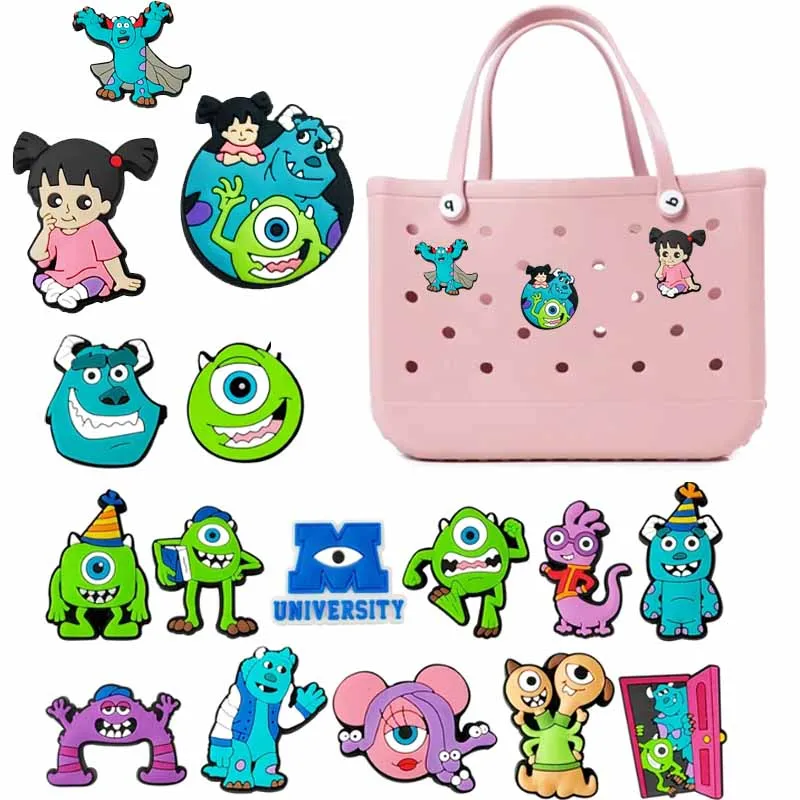 

MINISO Monster university Beach Bag Charms Decorative for with Hole Tote Bag Accessories Decorations Buckles for Girls Boys