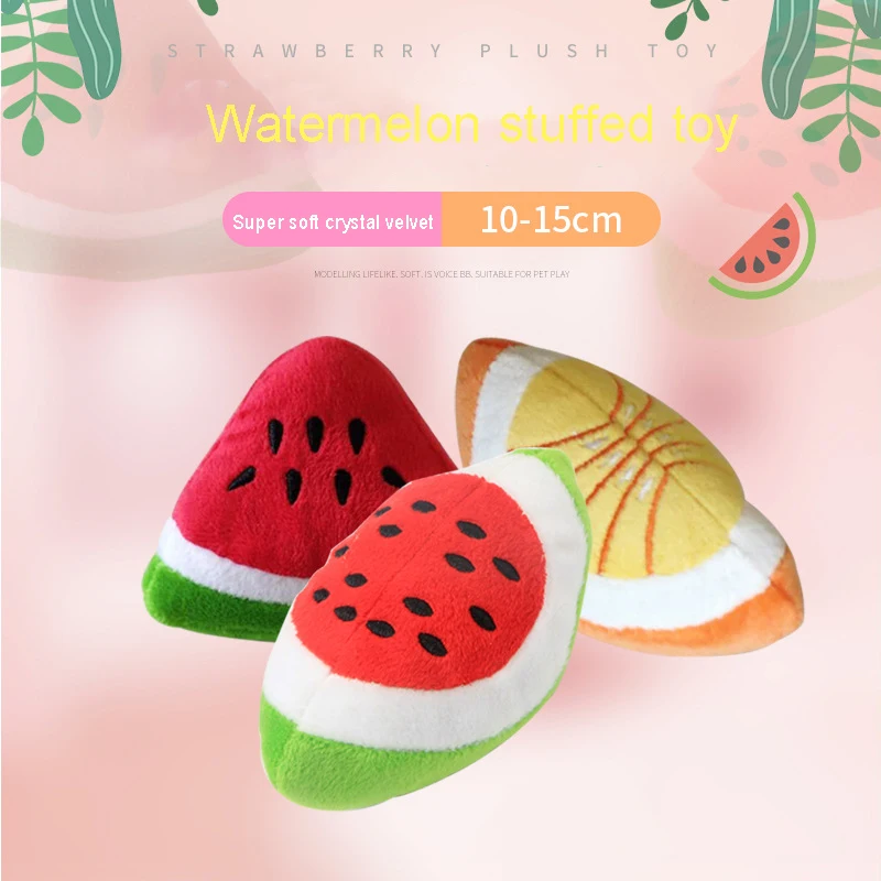 

Vocalization Simulation Fruit Series Bite Resistant Molars Dog Toys Crystal Plush Watermelon Chew Interactive Training Pet Items