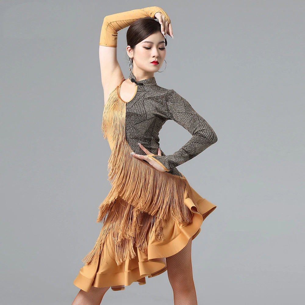 Gonna Da Ballo Latino Costume Da Spettacolo New National Standard Dancers Group Professional Competition Dance Just Feel Nappa Dress