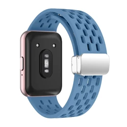 Magnetic Strap with TPU Case - Breathable Silicone Bracelet and Metal Buckle - Galaxy Fit 3 (Star Blue)