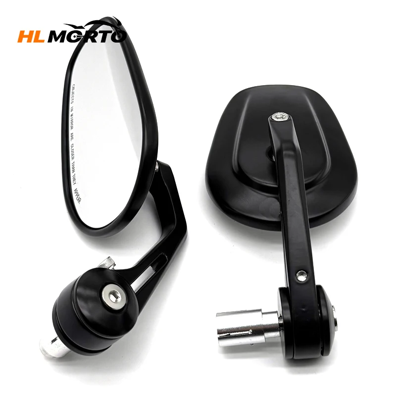 Retro Black Motorcycle Rearview Mirrors for Cafe Racers and Scooters