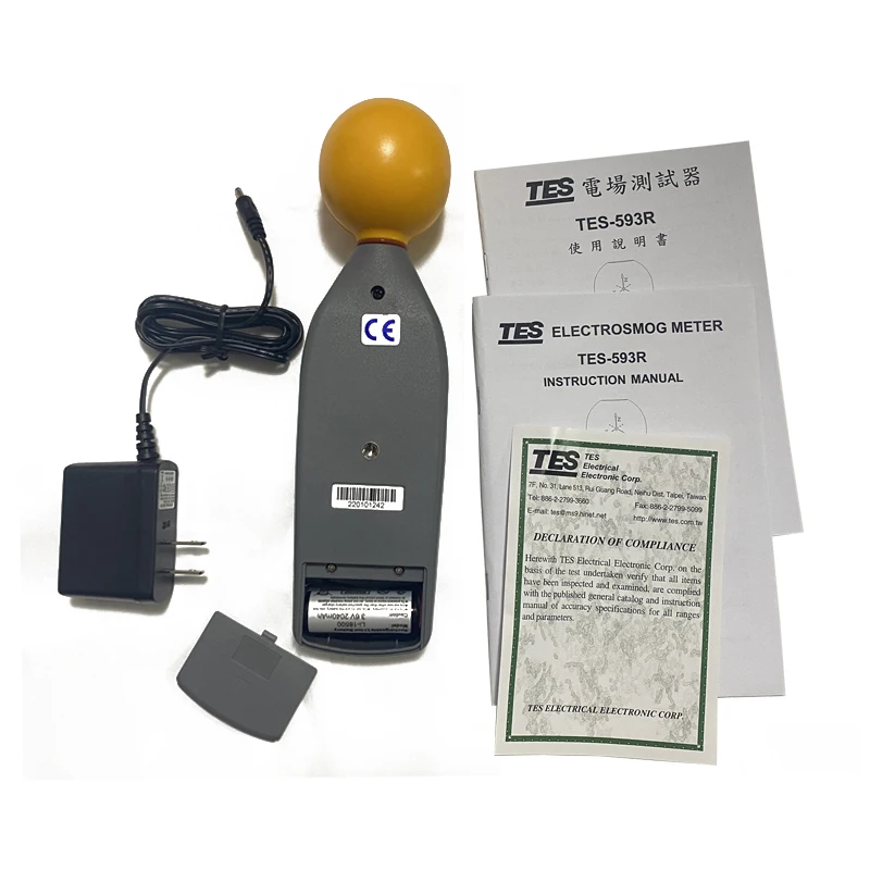 100% Original New TES-593 EMF Meter Triaxial Data Logger The Electromagnetic Radiation Detector + ping radiation detector,emf meter tester