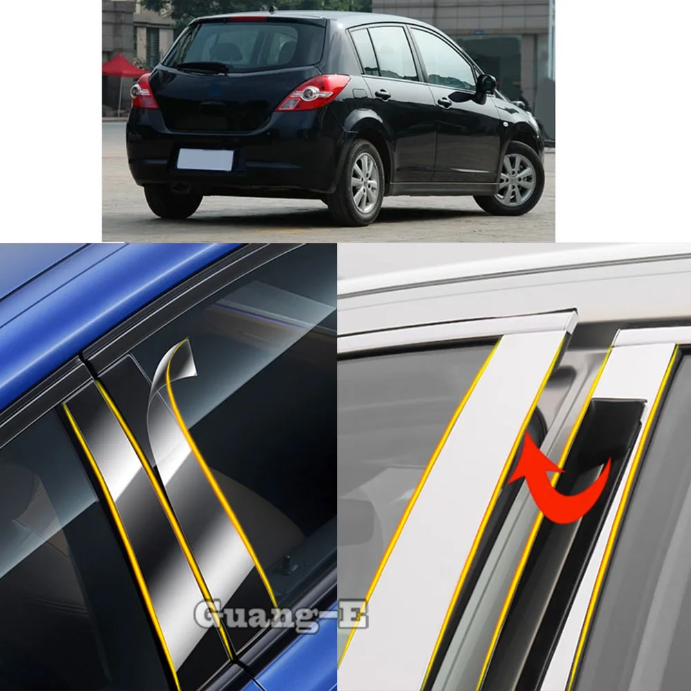 

Автомобильный ТПУ/глянцевый зеркальный столб для Nissan Tiida Hatchback 2006-2009 2010 отделка двери окна молдинг наклейка пластина 8 шт.