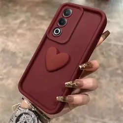 3D Love Heart Shockproof Bumper Phone Case Cover for Oppo k12x (Red)