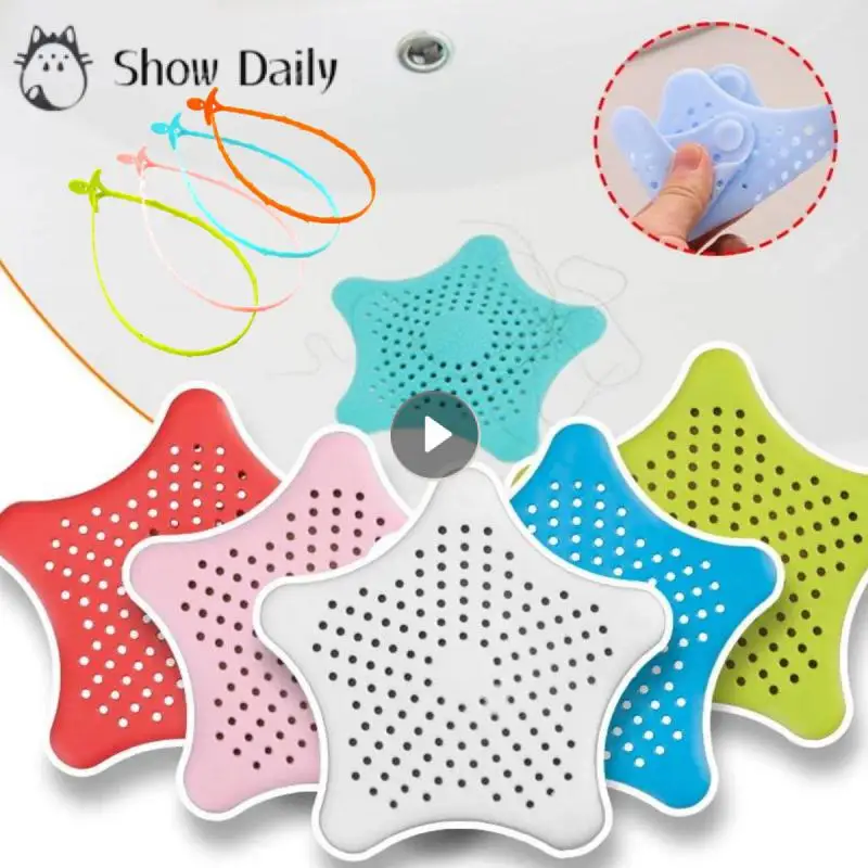 

3Pcs Kitchen Sink Strainers Five-pointed Star PVC Filter Sewer Sink Waste Strainer Drain Catcher Cover Kitchen Sink Accessories