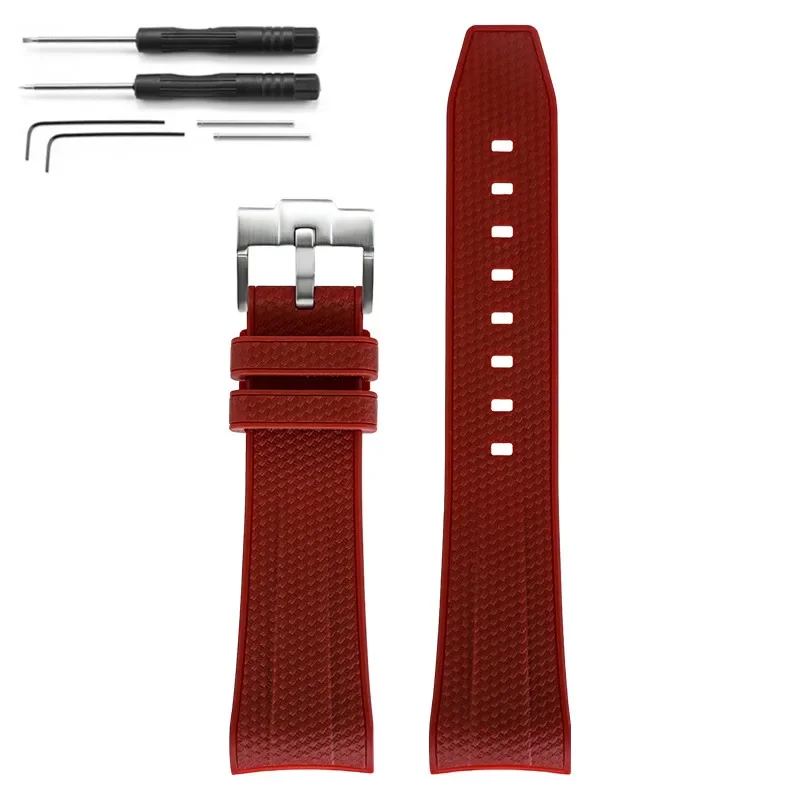 Curved End Silicone Waterproof Watch Band Strap, 22mm